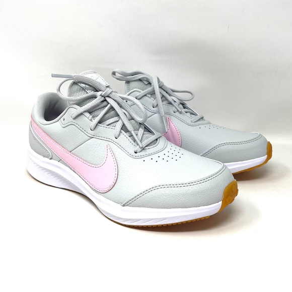 💖MEGA SALE💖Nike Varsity Leather (GS) Grey Leather Pink Foam CN9146 006 Women - Picture 5 of 10